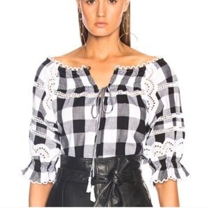Marissa Webb Top Amelia Off Shoulder Plaid Multi-media Women Size Small
